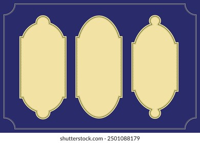 Vintage shape set. Religious elegant frames. Islamic line shapes. Abstract arabic geometric borders, islamic arabesque silhouettes and simple decorative elements. Vector isolated collection.