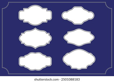 Vintage shape set. Religious elegant frames. Islamic line shapes. Abstract arabic geometric borders, islamic arabesque silhouettes and simple decorative elements. Vector isolated collection.
