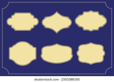 Vintage shape set. Religious elegant frames. Islamic line shapes. Abstract arabic geometric borders, islamic arabesque silhouettes and simple decorative elements. Vector isolated collection.