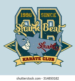 Vintage shark, t-shirt sport graphics