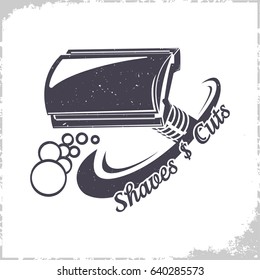Vintage shaves and cuts logo design, Vector