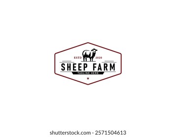 Vintage sheep farm logo design template. Sheep farm logo, goat farm