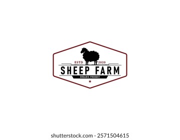 Vintage sheep farm logo design template. Sheep farm logo, goat farm