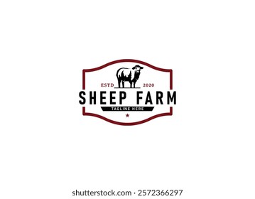 Vintage sheep farm logo design template. Sheep farm logo, goat farm