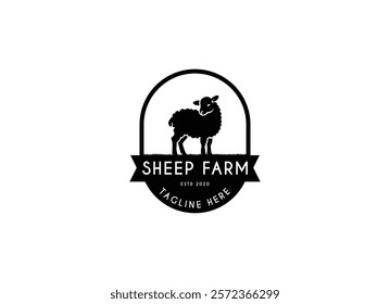 Vintage sheep farm logo design template. Sheep farm logo, goat farm