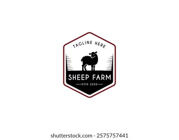 Vintage sheep farm logo design template. Sheep farm logo, goat farm