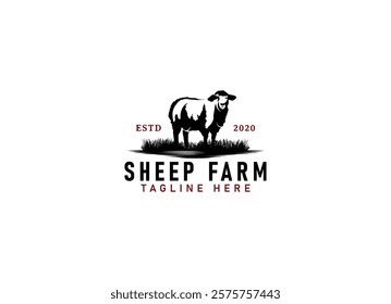 Vintage sheep farm logo design template. Sheep farm logo, goat farm