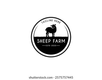 Vintage sheep farm logo design template. Sheep farm logo, goat farm