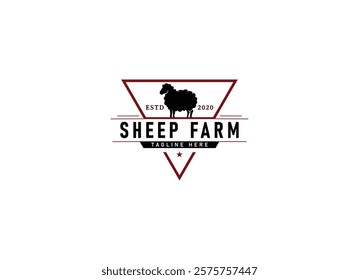 Vintage sheep farm logo design template. Sheep farm logo, goat farm