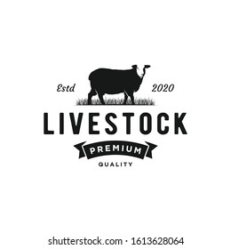 Vintage Sheep Farm Logo Inspiration.flat Design.vector Illustration Concept 