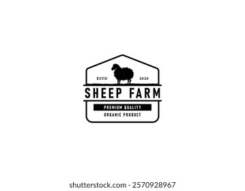 Vintage sheep farm logo vector illustration design template. Sheep farm logo, goat farm