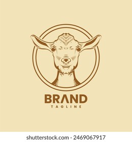 Vintage sheep logo vector design