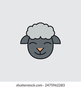 Vintage Sheep Side. Cartoon Style. Vector
