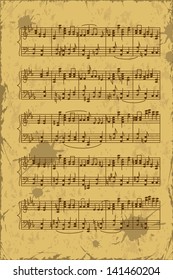 Vintage sheet of music stave notes