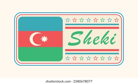 Vintage Sheki Nameplate with Azerbaijani Flag Design