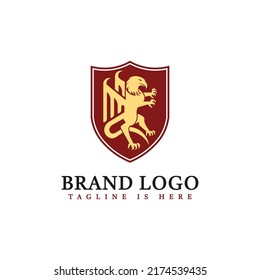 Vector de logotipo de león del cuerpo del águila de la funda de la vintage.