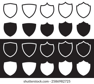 Vintage shield icon set with security, badge, and knight award symbols