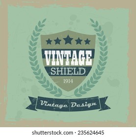 Vintage shield and laurel wreath design elements 