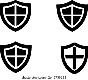 Icono de Vector de la silueta del escudo de Antiguas sobre fondo blanco