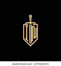 IN vintage shield and sword initial logo in high quality professional design that will print well across any print media