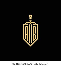 AS vintage shield and sword initial logo in high quality professional design that will print well across any print media