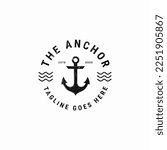Vintage Ship Anchor with Logo Badge Design