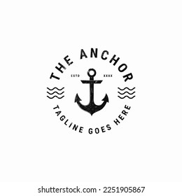 Vintage Ship Anchor with Logo Badge Design svg