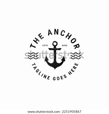 Vintage Ship Anchor with Logo Badge Design