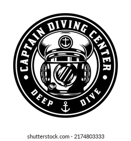 Vintage Ship Captain Hat In Diving Helmet Badge Design