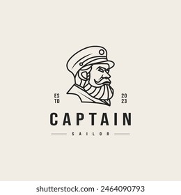 vintage ship captain icon logo design illustration 