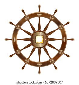 Vintage ship steering wheel icon isolated on white background