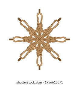 vintage ship steering wheel Vector illustration of Knot Border, knots and borders, rope twists design elements, vector Decorative elements or yacht control symbol. Isolated vessel handel icon.