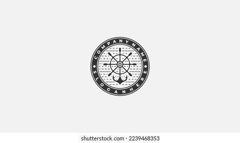 Vintage ship vector logo design template icon