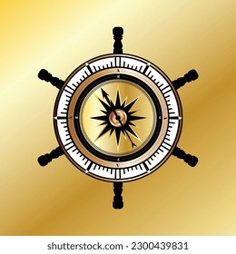 vintage ship wheel compass template design