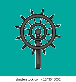 Vintage ship's steering wheel. Flat. Vector illustration