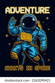 Vintage Shirt design of Astronaut in Space