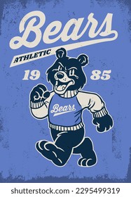 Vintage Shirt Design Bear School Mascot