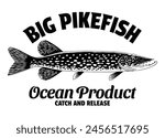 Vintage Shirt Design of Big Pike Fish