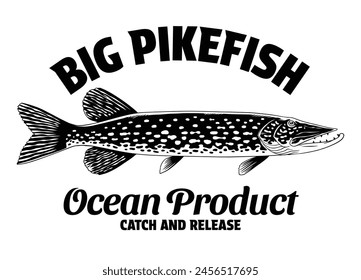 Vintage Shirt Design of Big Pike Fish