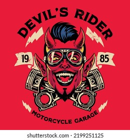 Vintage Shirt design of Devil Motorcycle rider