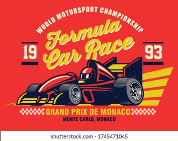 vintage shirt design of formula racing car