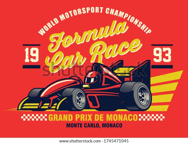 vintage shirt design\
of formula racing car