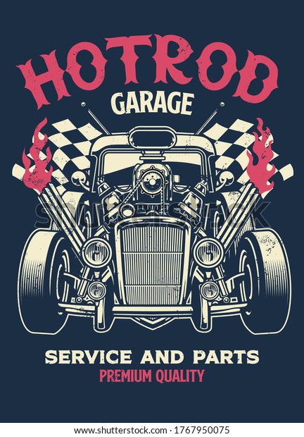 vintage shirt design of\
hotrod custom car