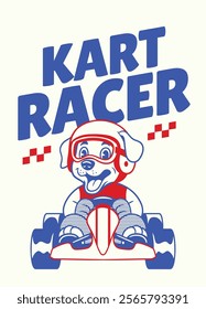 Vintage shirt design of Kart Racing with Dog Mascot