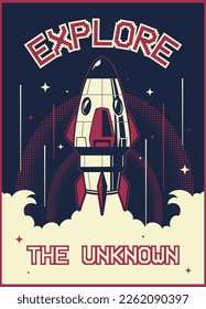 Vintage Shirt design of space rocket
