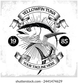 Vintage Shirt Design of Yellowfin Tuna Fishing