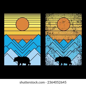 Vintage Shirts design sunrise or sunset with crack an plain print design
