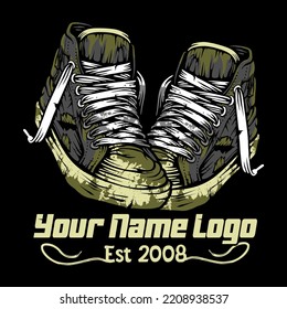 Vintage Shoe Logo Ilustration Artwork. For emblems, labels, symbol, badge, icon, sticker, design vector template 