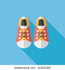 vintage shoes flat icon with long shadow,eps10