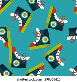vintage shoes flat icon,eps10 seamless pattern background